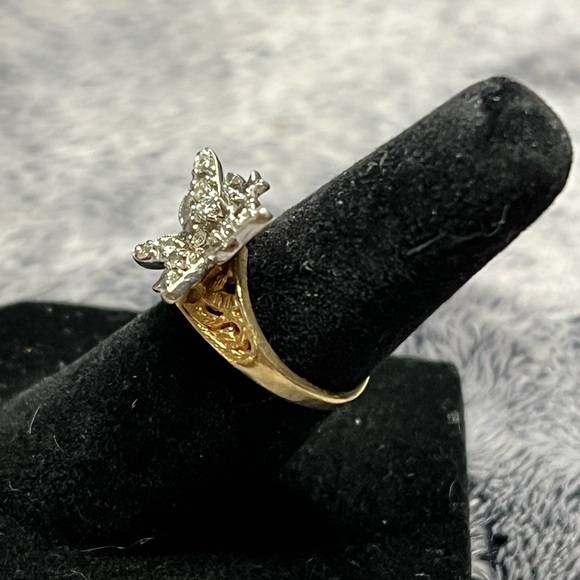 14k Gold Diamond Butterfly Ring Size 4 - Picture 8 of 8